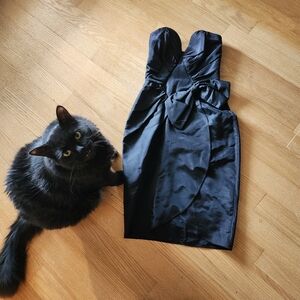 Contempo Casuals Black Wiggle Dress Vintage 80s Glam Rock XS